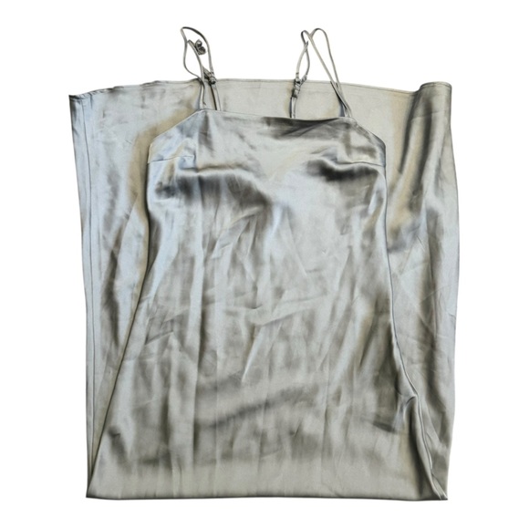 Abercrombie Square Neck Satin Maxi Dress Light Green Sz XS - Picture 3 of 4